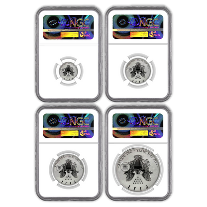 2023 Fiji Silver Eagle Tribute  4 pc Fractional Set NGC Reverse Proof PF70 In God We Trust Label