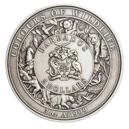 2023 3 oz Colours of Wildlife Sloth Silver - Antique Finish