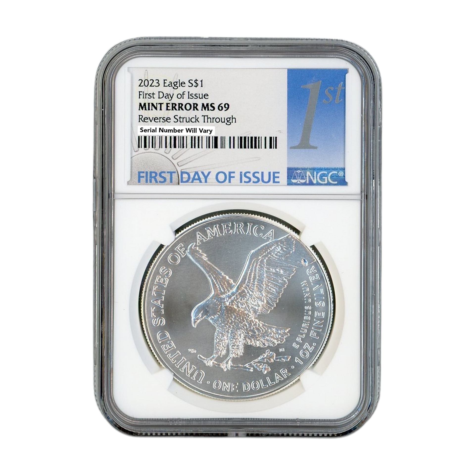 2023 American Silver Eagle - Mint Error- Reverse Struck Thru
