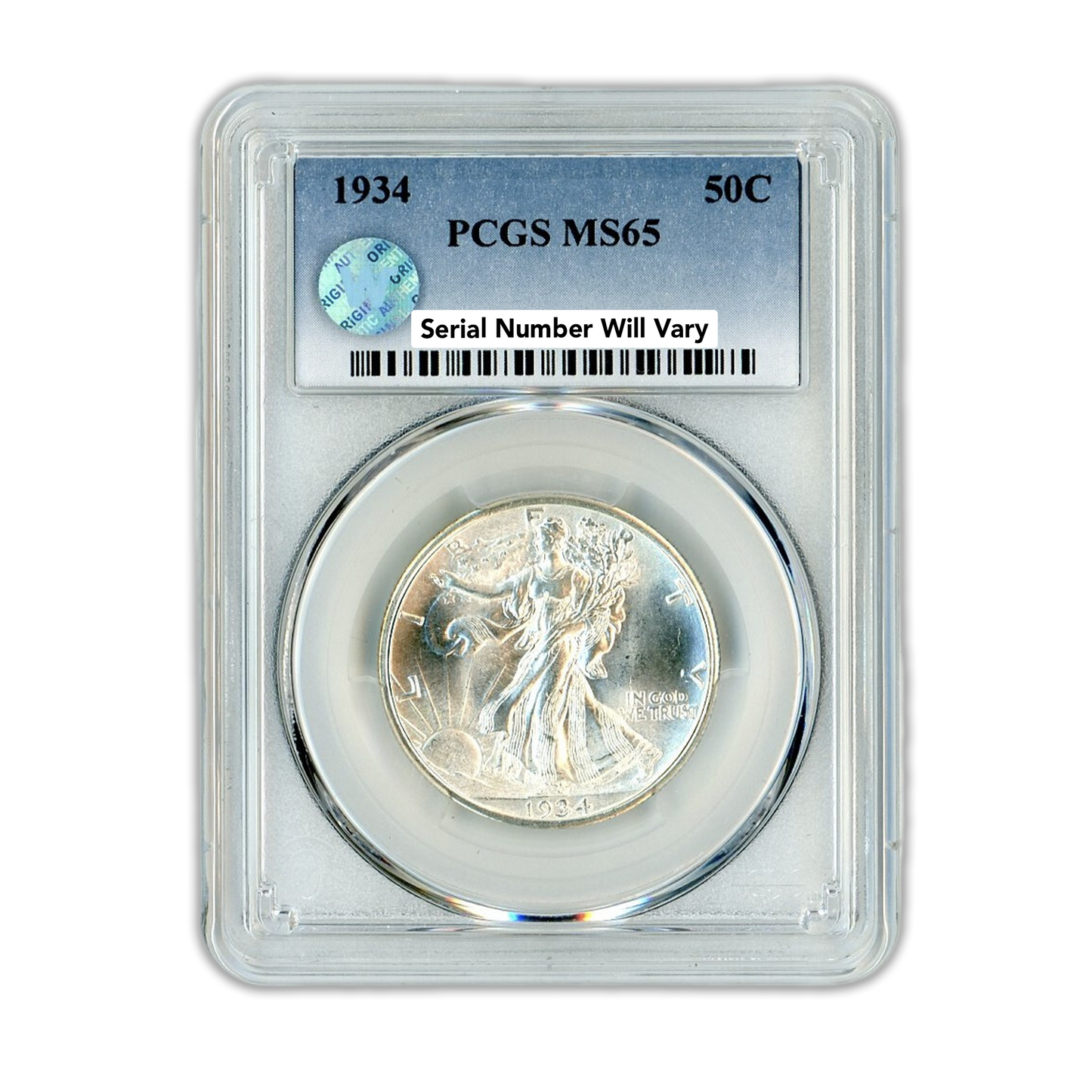1934 Walking Liberty Silver Half Dollar - PCGS MS65 Sight White