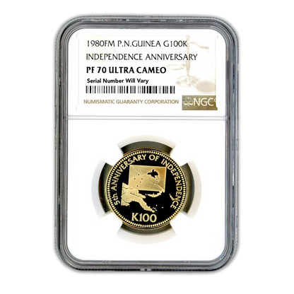 1980FM P.N. Guinea G100K Independence Anniversary - NGC PF70 Ultra Cameo - CoinsTV