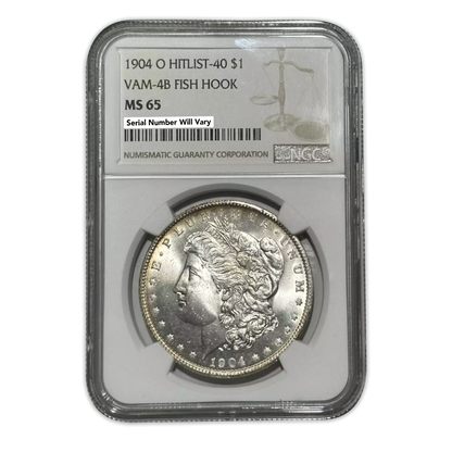 1904 O Morgan Silver Dollar New Orleans - Hitlist 40 Vam-4B Fish Hook - NGC MS65 - CoinsTV