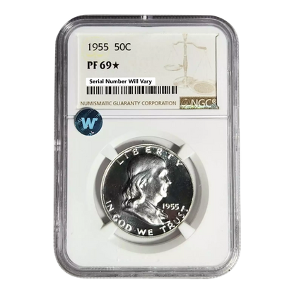 1955 Franklin Silver Half Dollar - NGC PF69 Star Sight White
