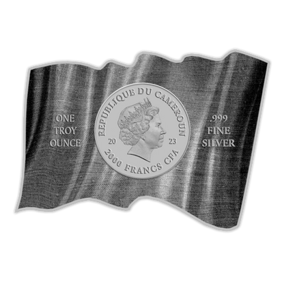 2023 1 oz American Wavy Flag 3D Silver