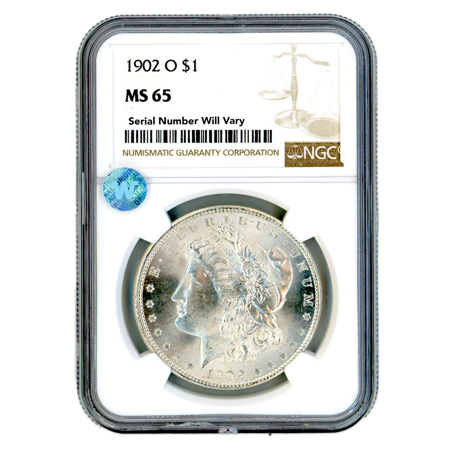 1902 O Morgan Silver Dollar New Orleans - NGC MS65 Sight White