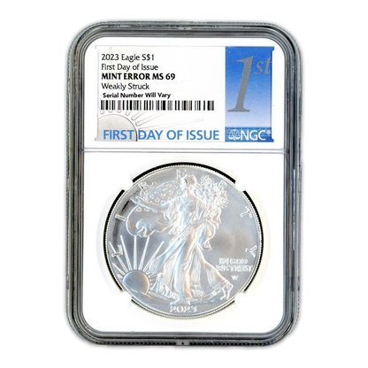 2023 American Silver Eagle - Mint Error - Weakly Struck - NGC MS69 First Day of Issue