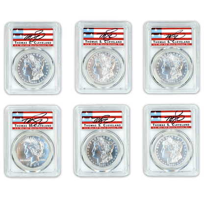2021 Morgan Silver Dollar 6 pc Set PCGS MS70 Advanced Release Cleveland Label