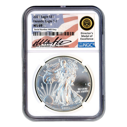 2021 Silver Eagle - Type 1 - NGC MS69 Miles Standish Label