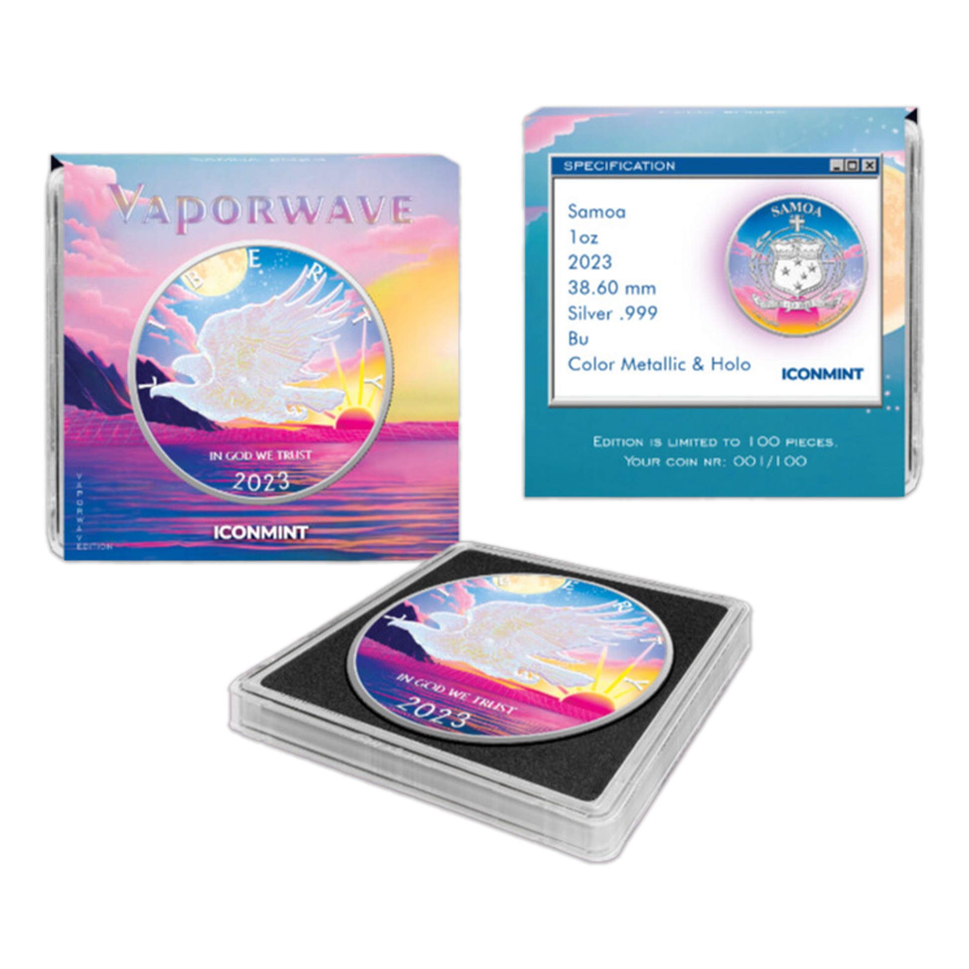 PREORDER: 2023 Icon Mint Vaporwave Mercanti Eagle 1 oz Silver - CoinsTV