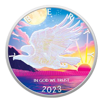 PREORDER: 2023 Icon Mint Vaporwave Mercanti Eagle 1 oz Silver - CoinsTV