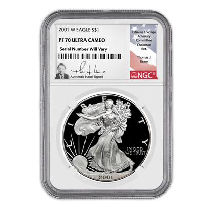 2001 W Silver Eagle - NGC PF70 Ultra Cameo Thomas J Uram Label