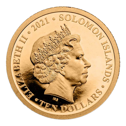 2021 Solomon Islands Age of Dinosaurs Gallimimus 0.5g Gold Proof 1/2 Gram