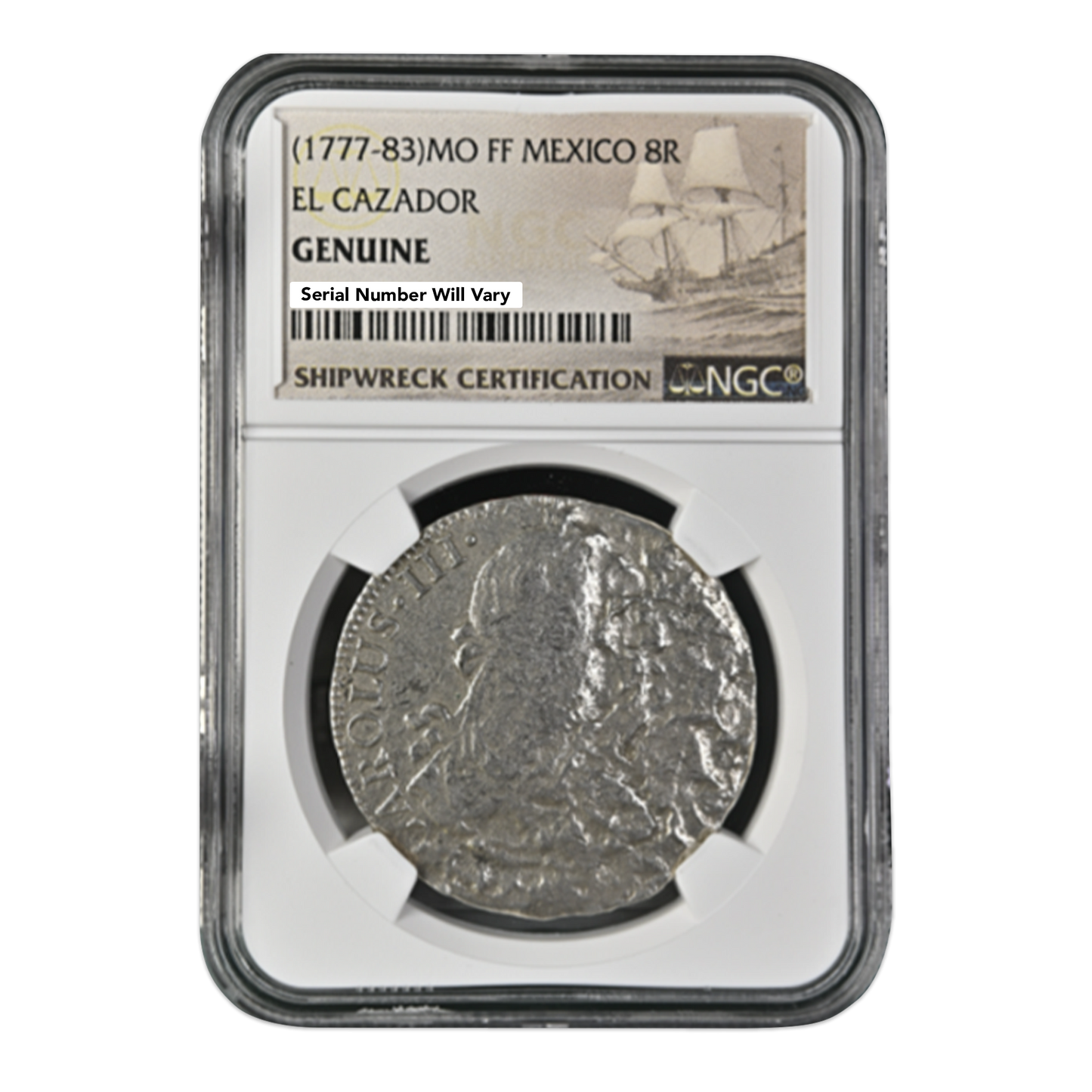 (1772-1783) Mexico 8R Silver El Cazador Shipwreck Coin Genuine