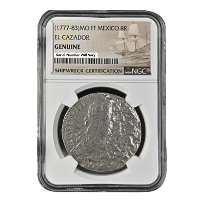 (1772-1783) Mexico 8R Silver El Cazador Shipwreck Coin Genuine