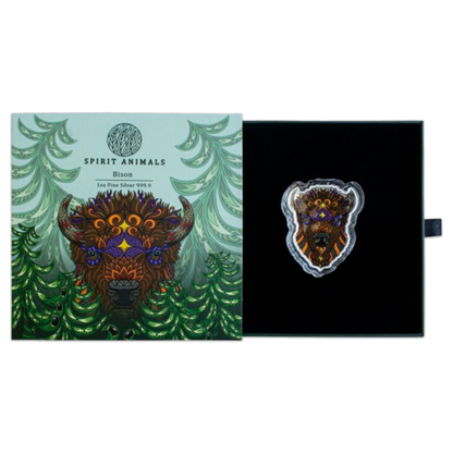 2021 1 oz Solomon Islands Bison Shaped Silver Colorized Prooflike