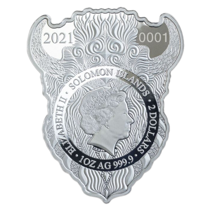2021 1 oz Solomon Islands Bison Shaped Silver Colorized Prooflike