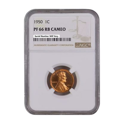 1950 Lincoln Wheat Cent NGC PF66 RB Cameo - CoinsTV
