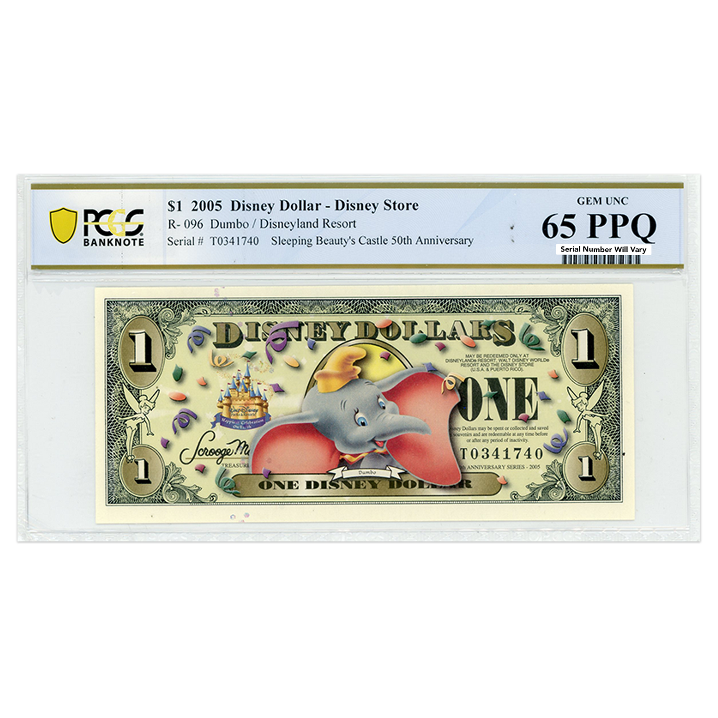 2005 Disney Dollar - Dumbo/ Disneyland Resort - PCGS 65 PPQ GEM UNC