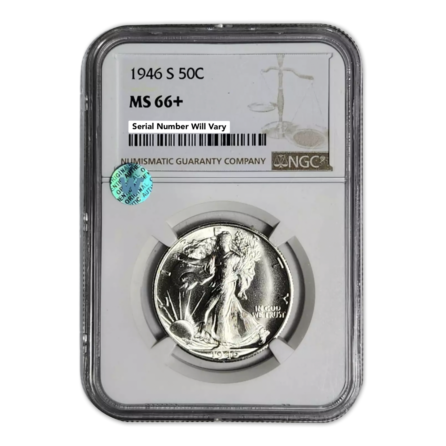 1946 S Walking Liberty Silver Half Dollar - NGC MS66+ Sight White - CoinsTV