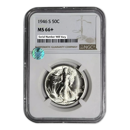 1946 S Walking Liberty Silver Half Dollar - NGC MS66+ Sight White - CoinsTV