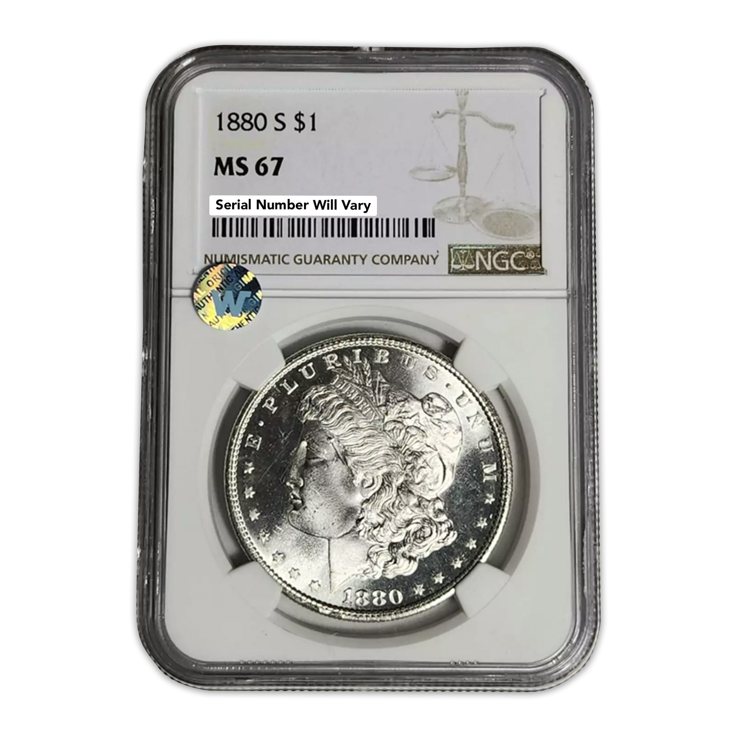 1880 S Morgan Silver Dollar San Francisco - NGC MS67 Sight White