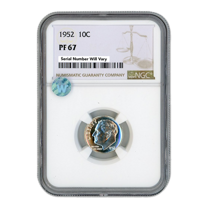 1952 Roosevelt Dime - NGC PF67 Sight White