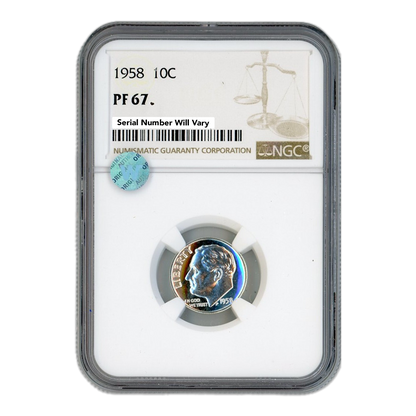 1958 Roosevelt Dime - NGC PF67 Sight White