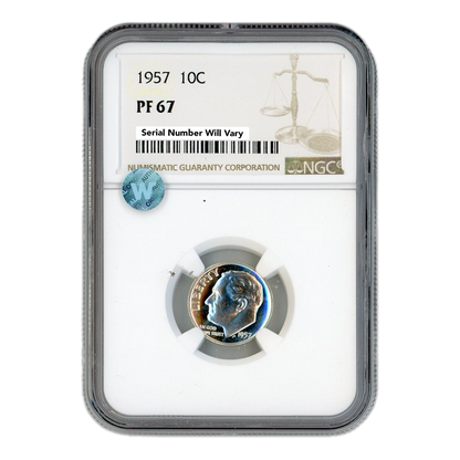 1957 Roosevelt Dime - NGC PF67 Sight White