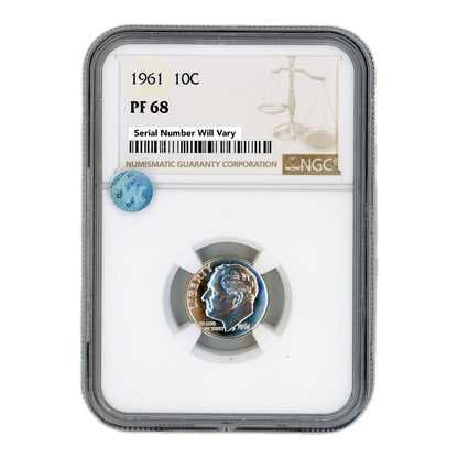 1961 Roosevelt Dime - NGC PF68 Sight White