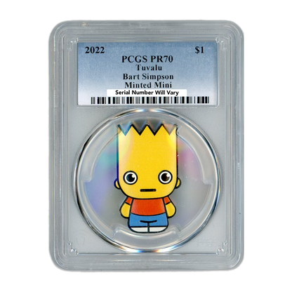 2022 1 oz Bart Simpson Mini Shaped Silver - PCGS PR70 Minted Mini