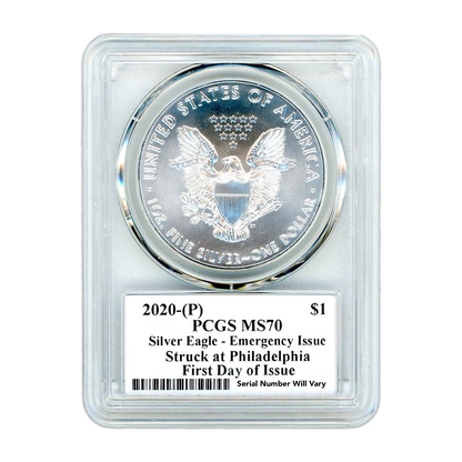 2020 (P) Silver Eagle - Business Strike - Type 1 Emergency Production - PCGS MS70 First Strike - Gary Whitley Signature Label - CoinsTV