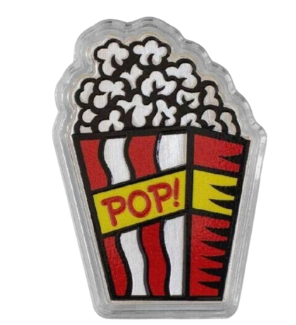 2023 1 oz Popcorn Icon Colorized Silver - Burton Morris