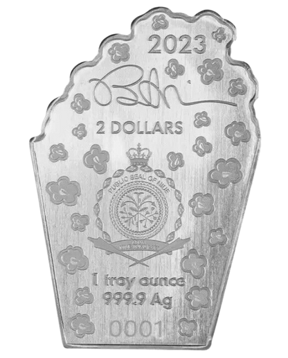 2023 1 oz Popcorn Icon Colorized Silver - Burton Morris