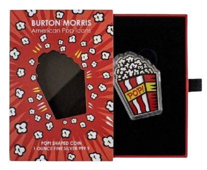 2023 1 oz Popcorn Icon Colorized Silver - Burton Morris