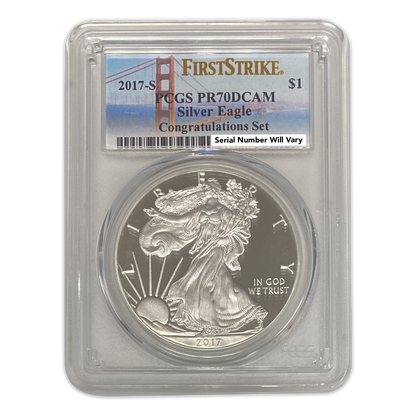 2017-S Silver Eagle Congratulations Set - San Francisco - PCGS PR 70 Bridge Label First Strike
