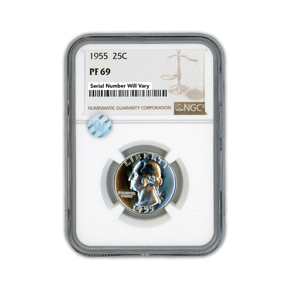 1955 Washington Silver Quarter Philadelphia - NGC PF69 Sight White