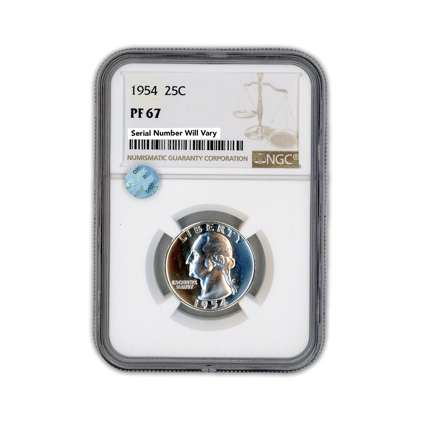1954 Washington Silver Quarter Philadelphia - NGC PF67 Sight White