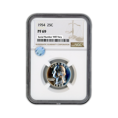 1954 Washington Silver Quarter Philadelphia - NGC PF69 Sight White