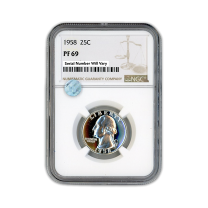 1958 Washington Silver Quarter Philadelphia - NGC PF69 Sight White