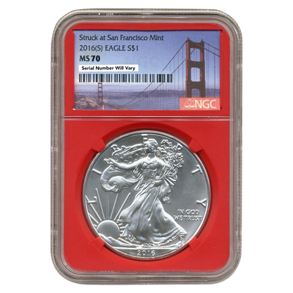 2016(S) Silver Eagle San Francisco - NGC MS70 Bridge Label