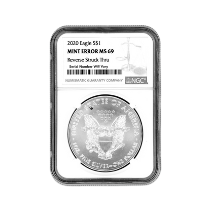 2020 Silver Eagle Mint Error - Reverse Struck Thru - NGC MS69