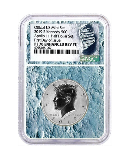 2019 S Kennedy Apollo 11 Half Dollar - First Day of Issue - NGC PF70 Enhanced Reverse Proof