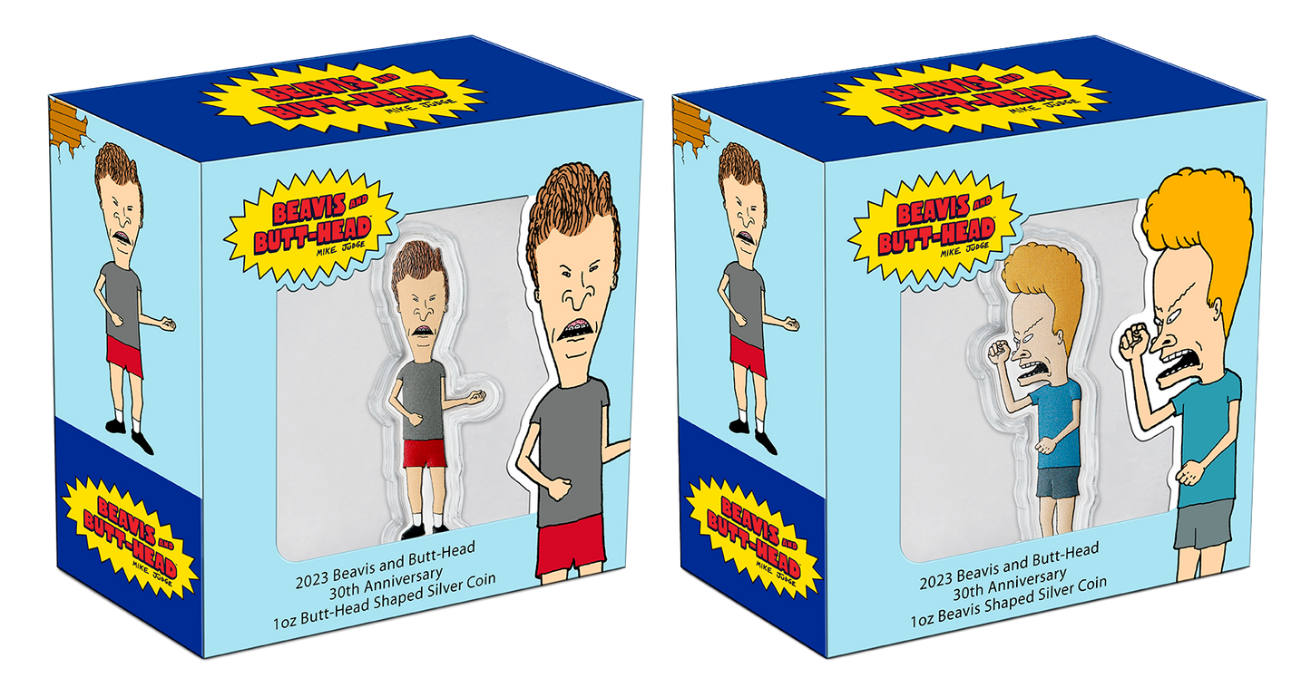2023 Beavis and Butt-Head 30th Anniversary Limited Edition 1 oz Silver Coin Set in OGP