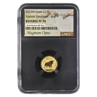 2023M Spanish Doubloon Bull - NGC PF70 Reverse Magnum Opus Label - CoinsTV