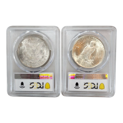 1921 Morgan and 1923 Peace Silver Dollar - 2pc Set - PCGS Brilliant Uncirculated