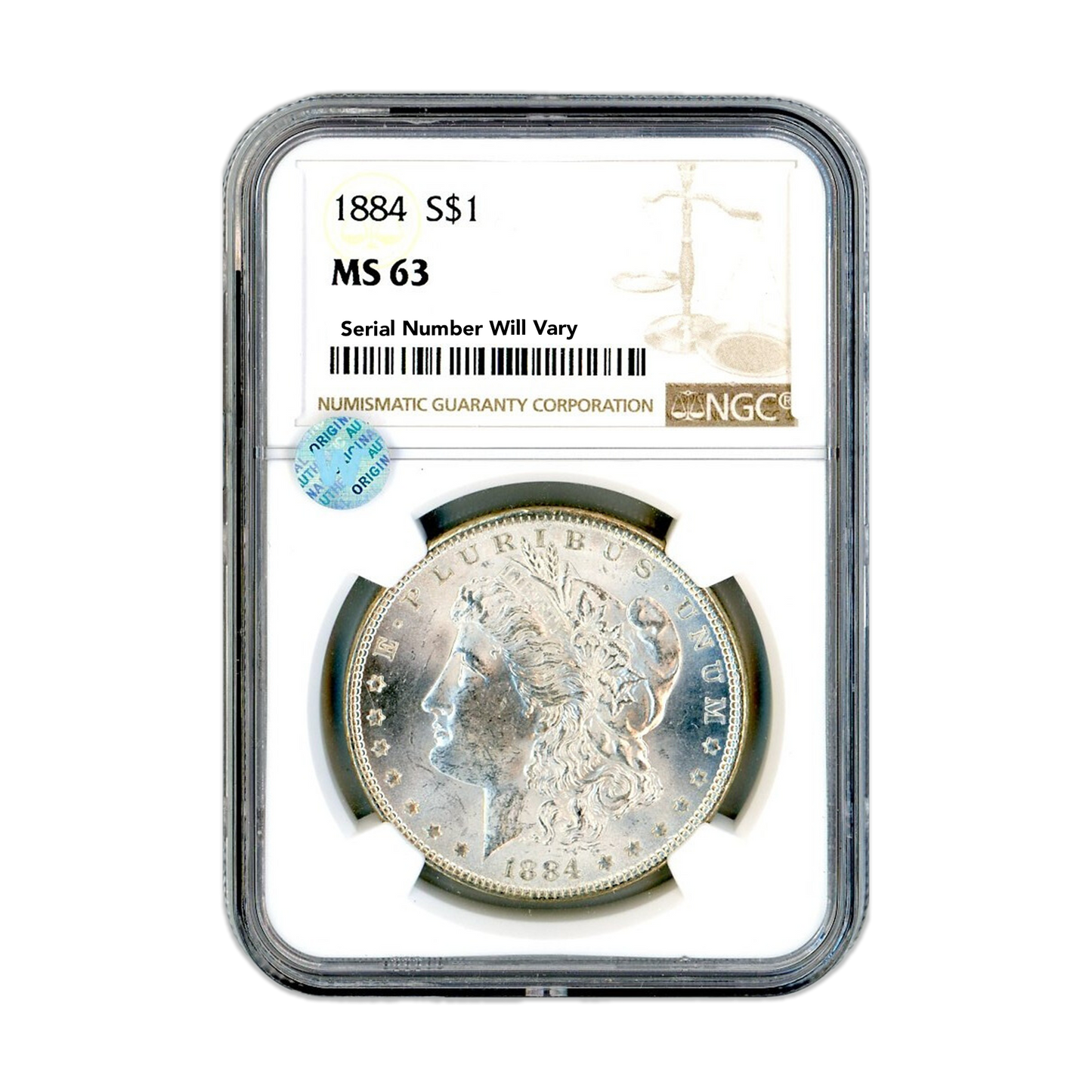 1884 Morgan Silver Dollar Philadelphia - NGC MS63 Sight White - CoinsTV