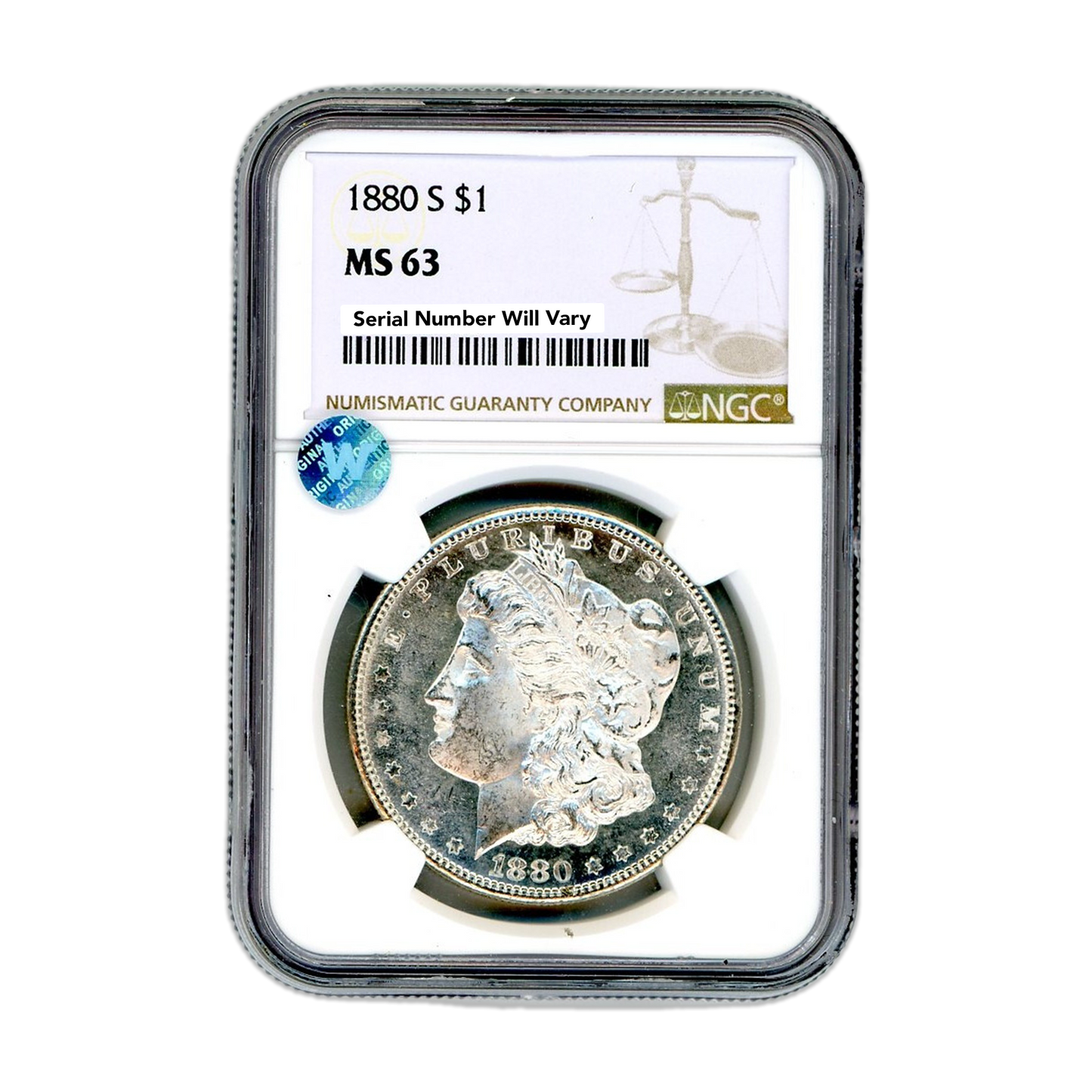 1880 S Morgan Silver Dollar San Francisco - NGC MS63 Sight White