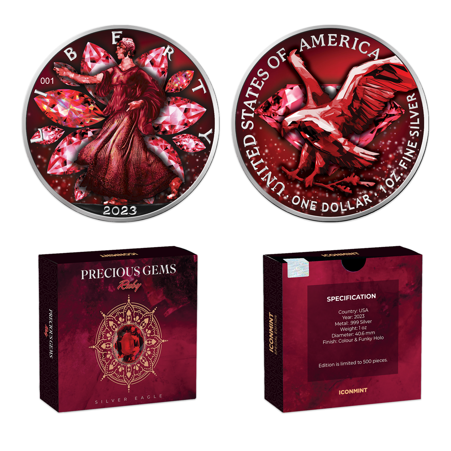 2023 Precious Gems Ruby Silver Eagle - Icon Mint