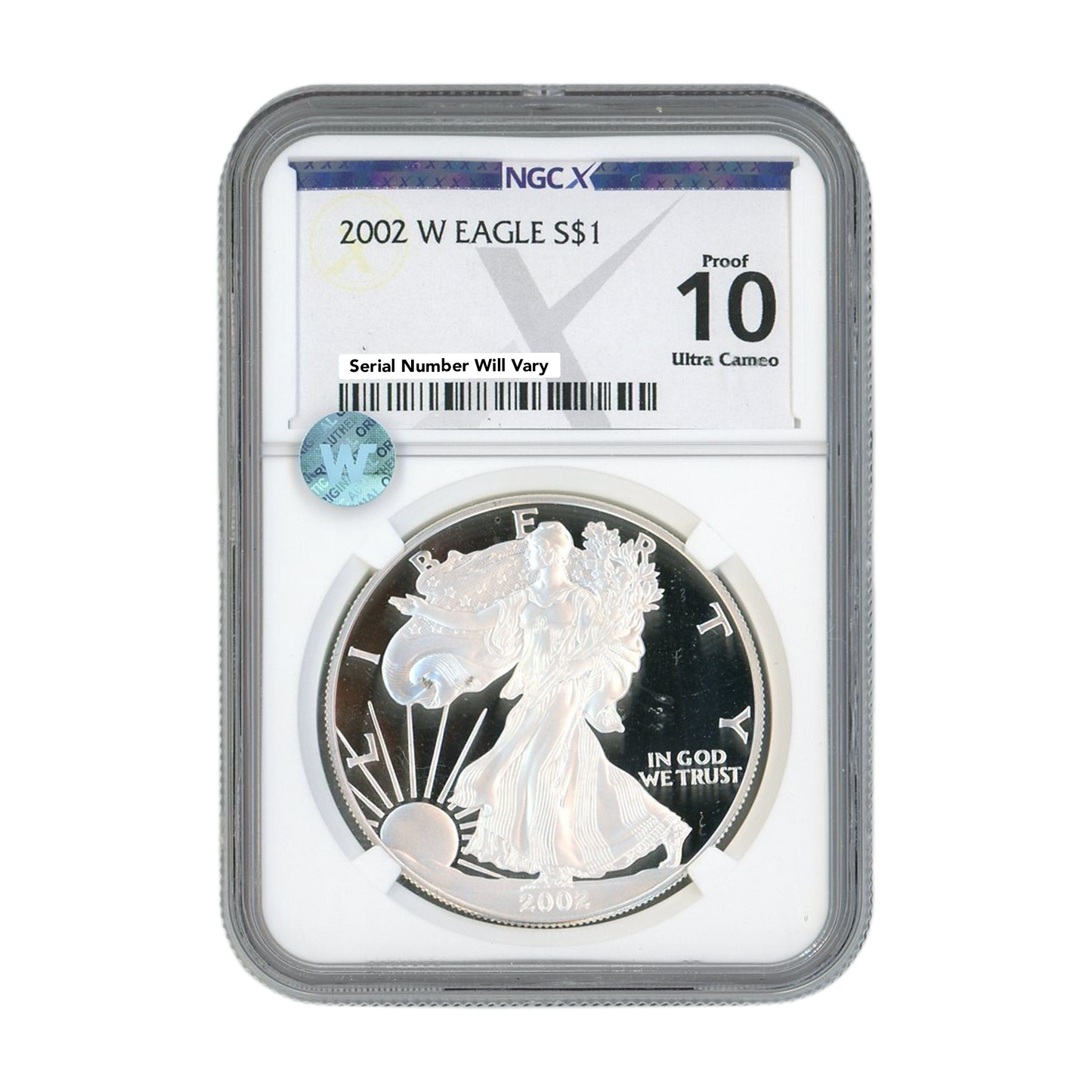 2002 W Silver Eagle - Proof - NGCX PF10 Ultra Cameo Sight White - CoinsTV