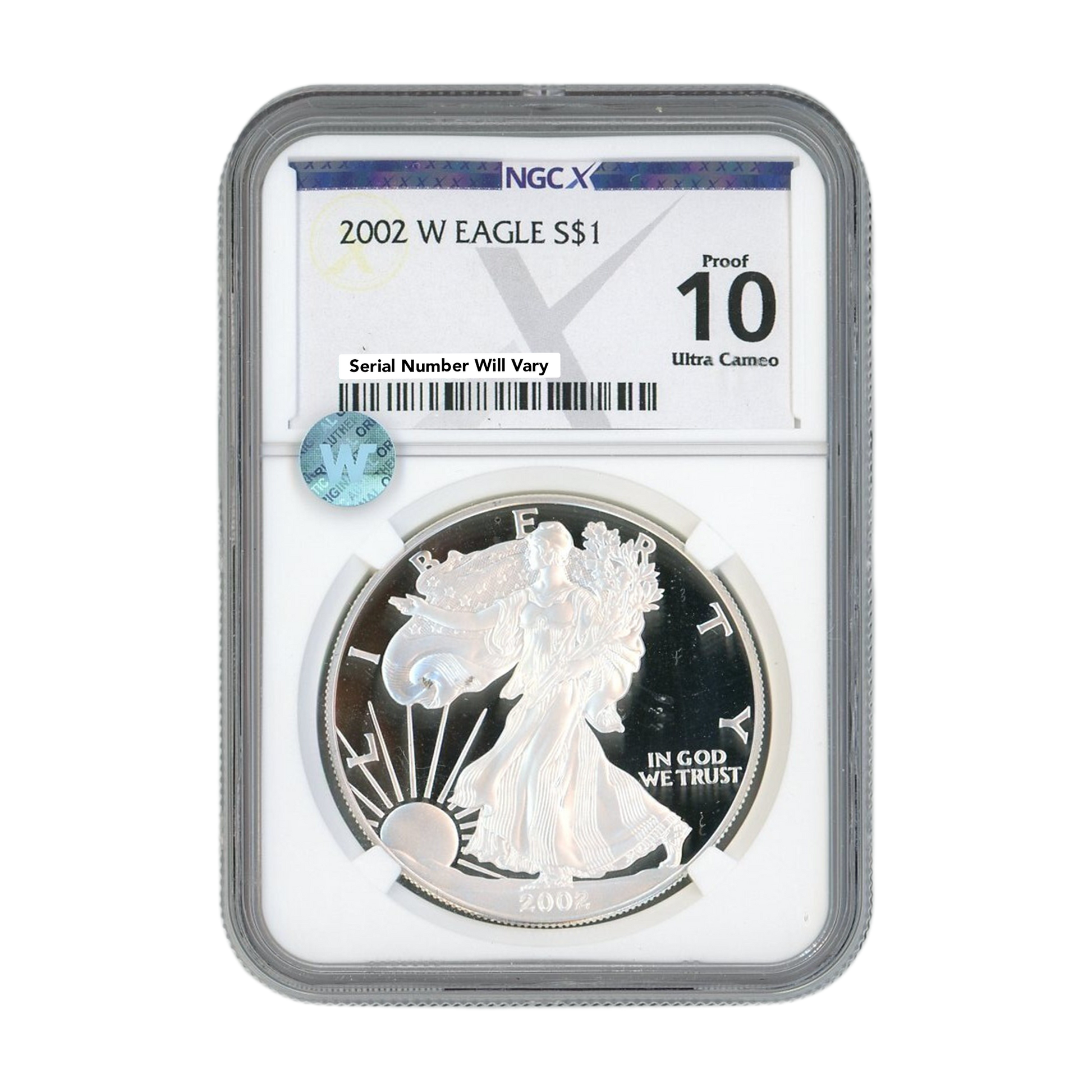 2002 W Silver Eagle - Proof - NGCX PF10 Ultra Cameo Sight White - CoinsTV